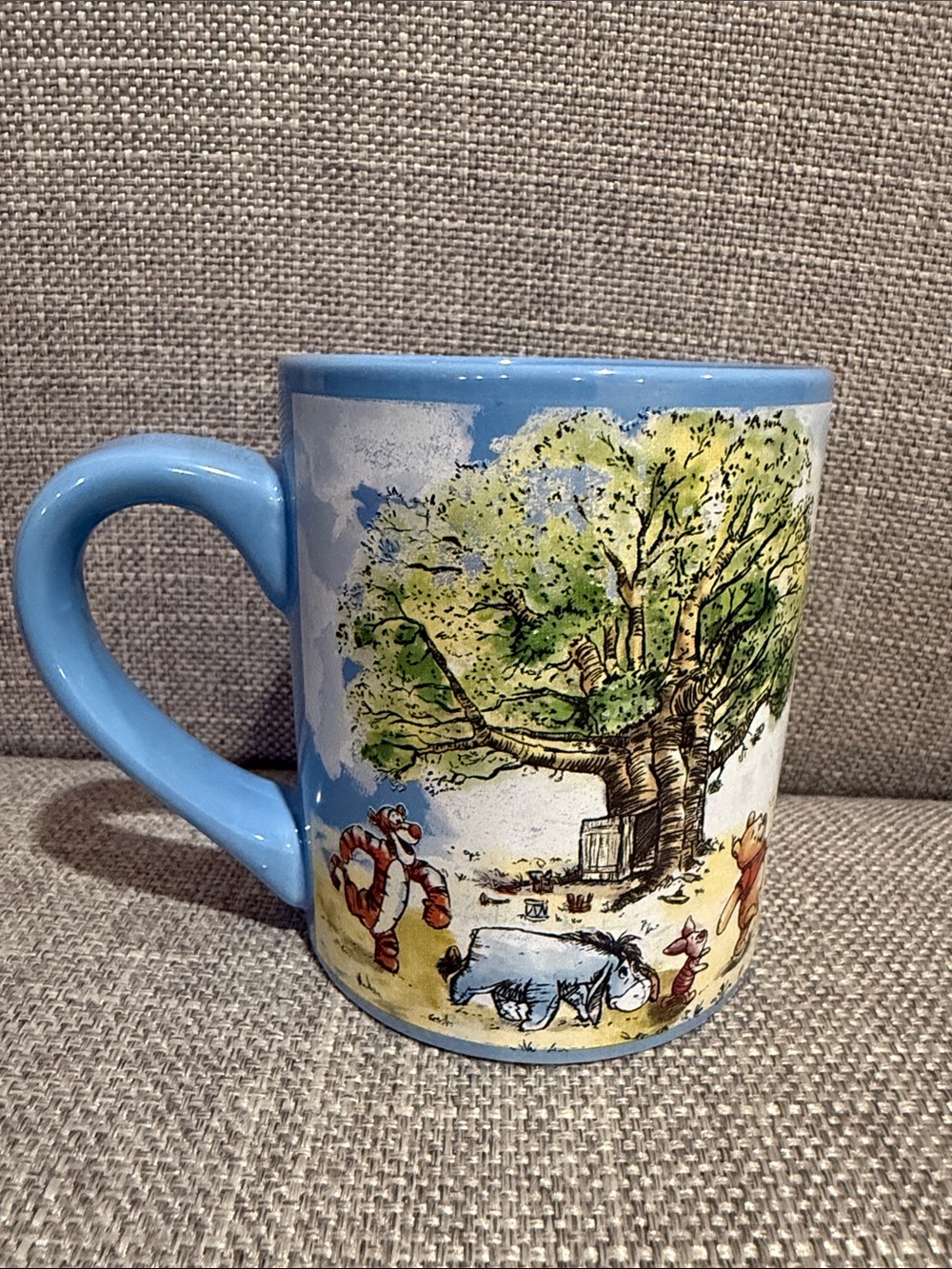 Disney Winnie the Pooh Ceramic Mug Light Blue “Group Walk” 100 Acre Wood